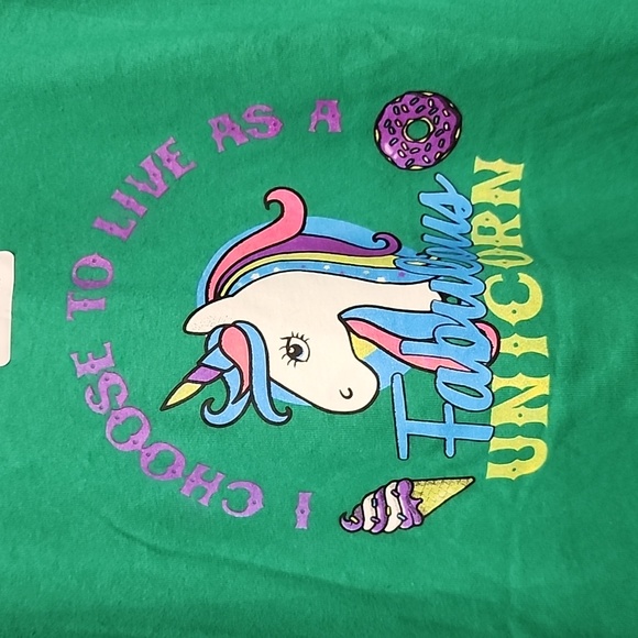 Unicorn Green Tee size X- Large kids - Picture 3 of 3